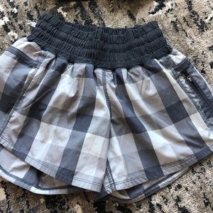 Lululemon Grey Plaid Tracker Shorts